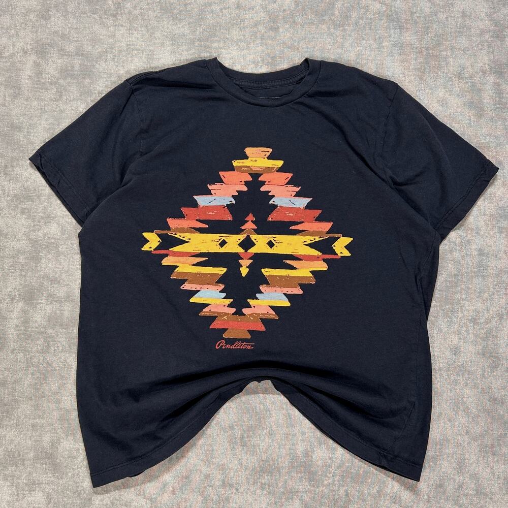 Pendleton geometric graphic tshirt womens Small 100% Cotton Navy
